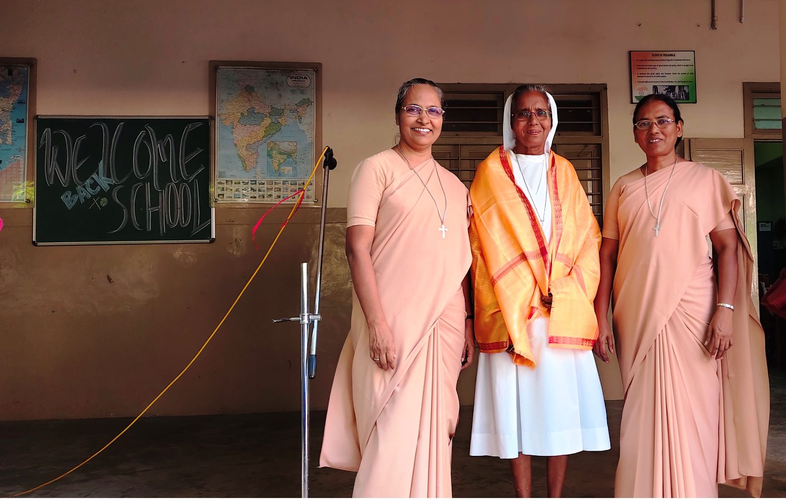 Sisters and staff at the morning assembly at Our Lady's Hr. Sec. School