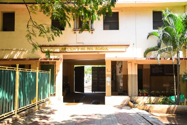 The entrance to the school building