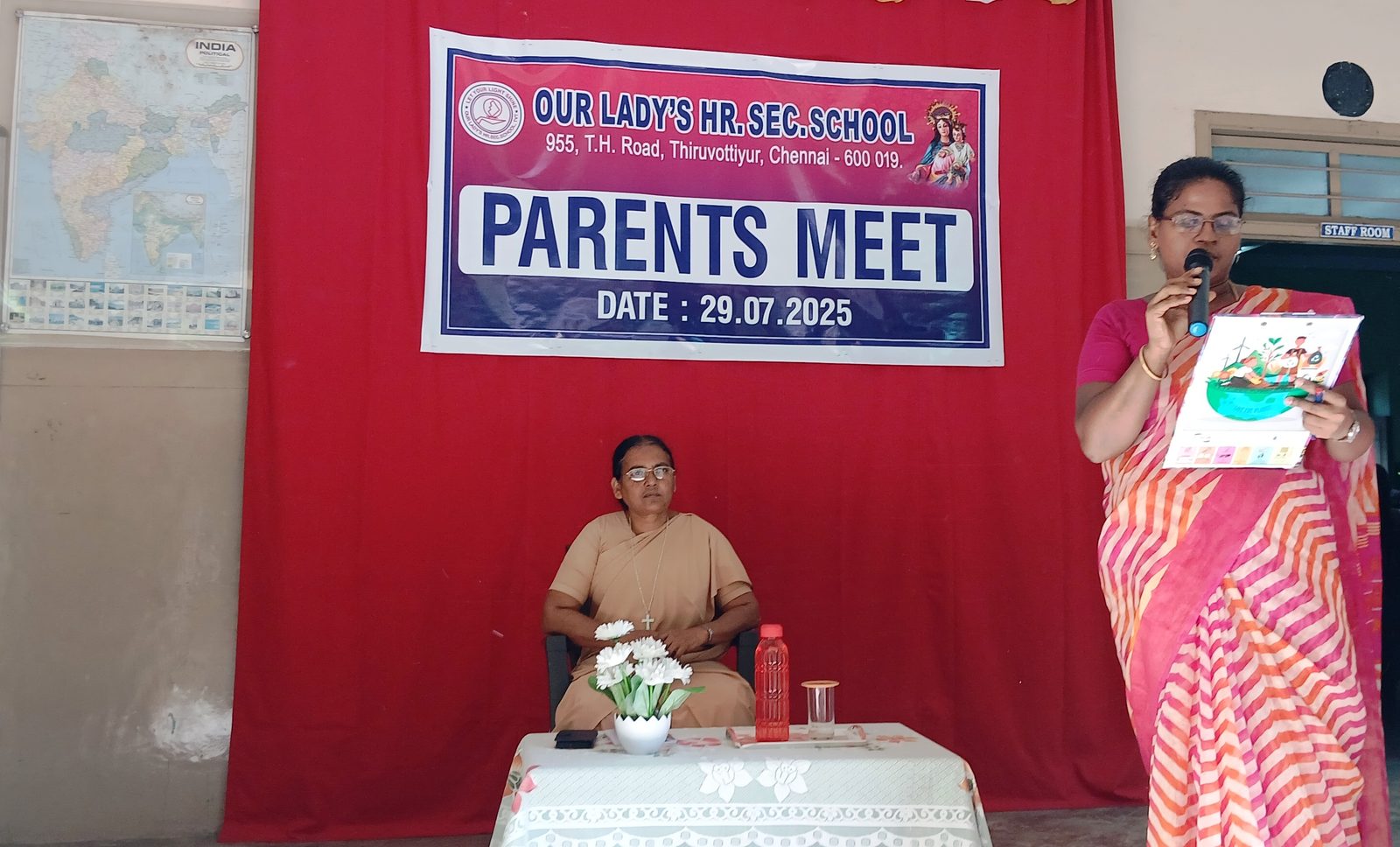 A parents' meeting held at the school