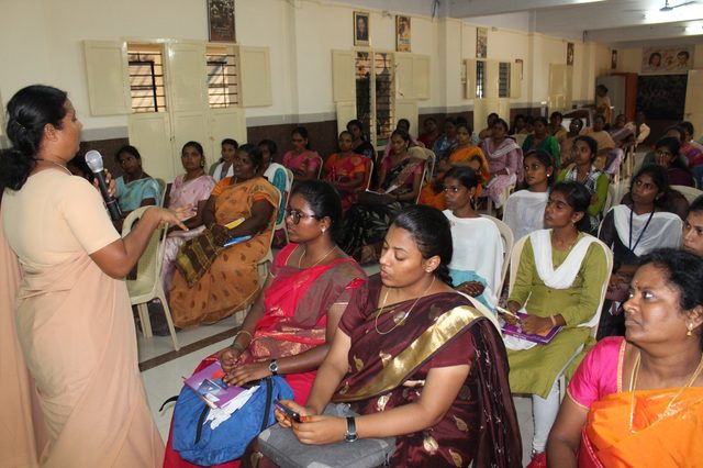 Parents at a meeting in the hall