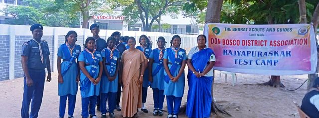 Scouts and Guides at the Rajya Puraskar test camp