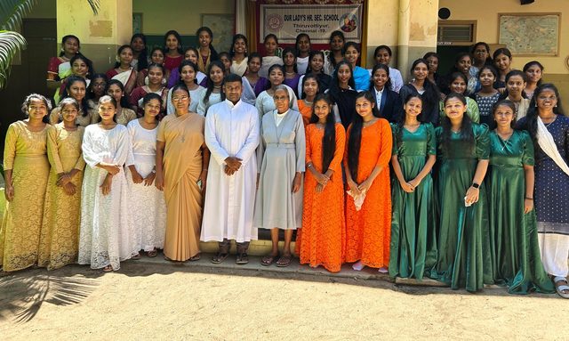 Staff and students together on the campus