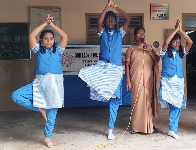 A yoga session indoors